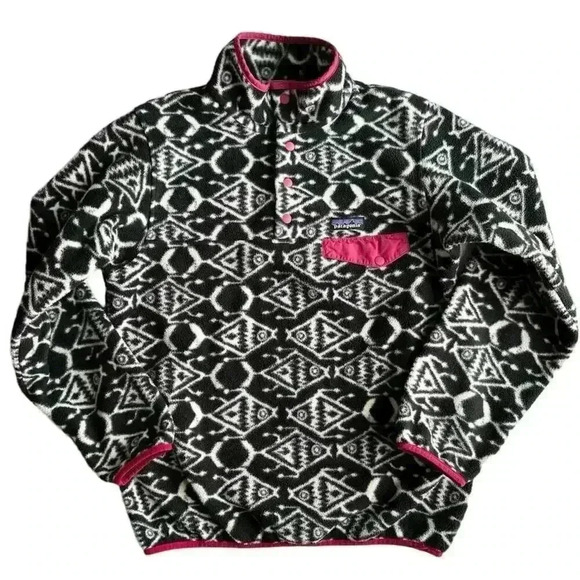 Patagonia Synchilla Fleece Rare Fish Ikat Print Pullover Women’s Size M - Picture 2 of 8